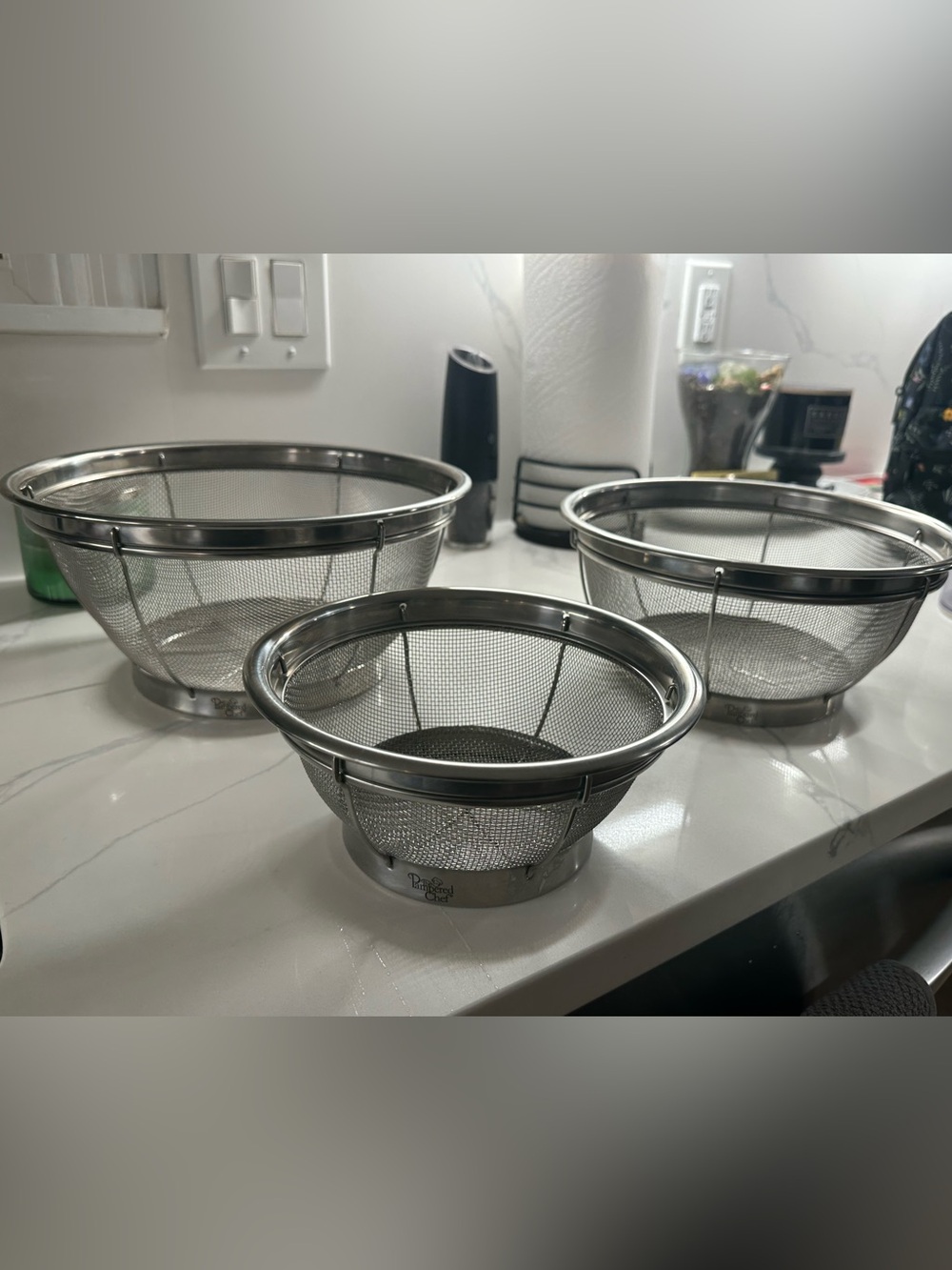 Pampered Chef Stainless Steel Mesh Colander Set